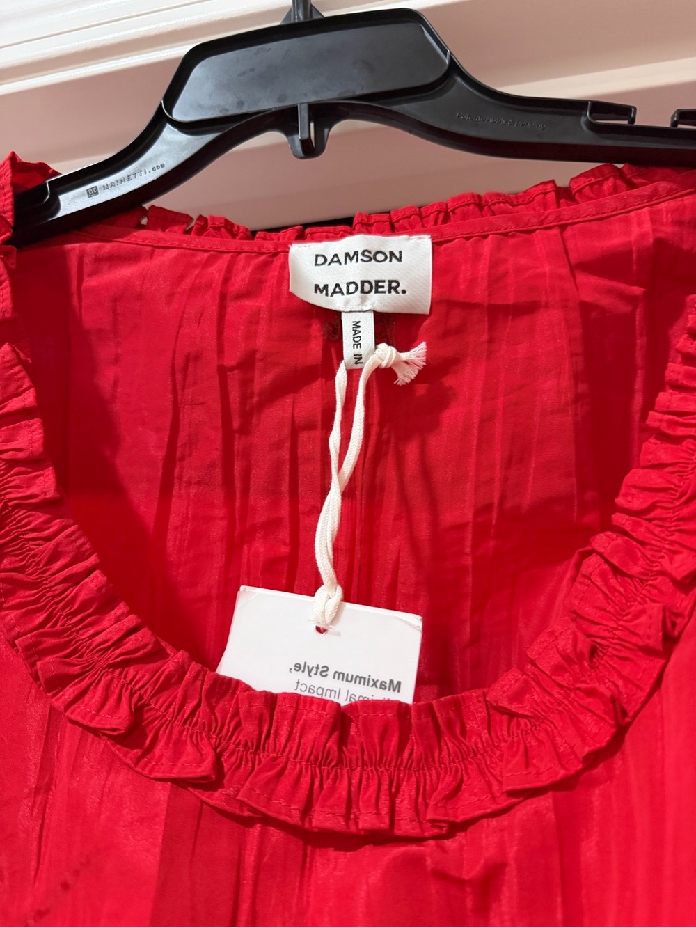 NWT Damson Madder Everly Convertible Puff Sleeve Top Red US 10 / UK 14 - Picture 7 of 10